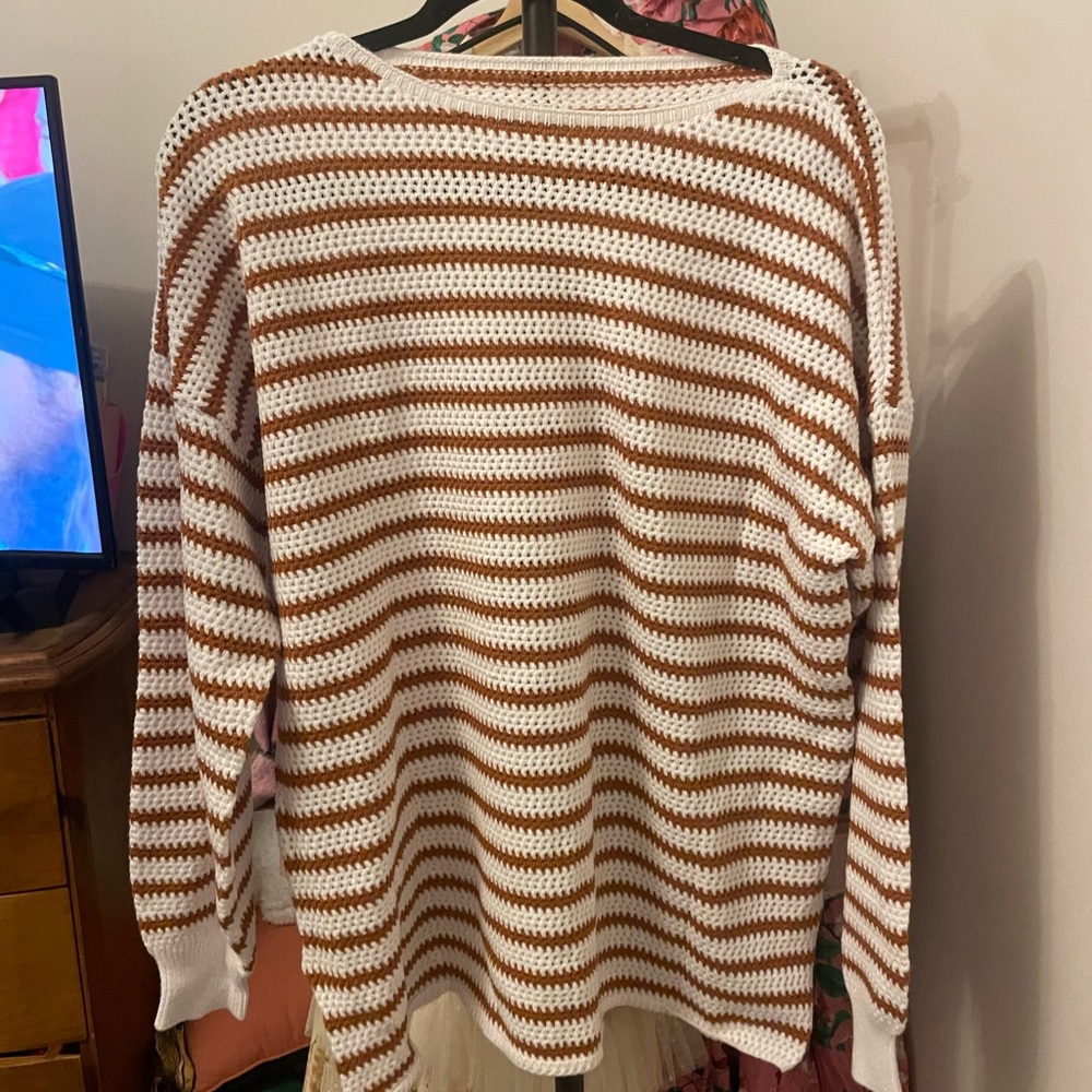 PacSun Brown and White Striped Knit Top